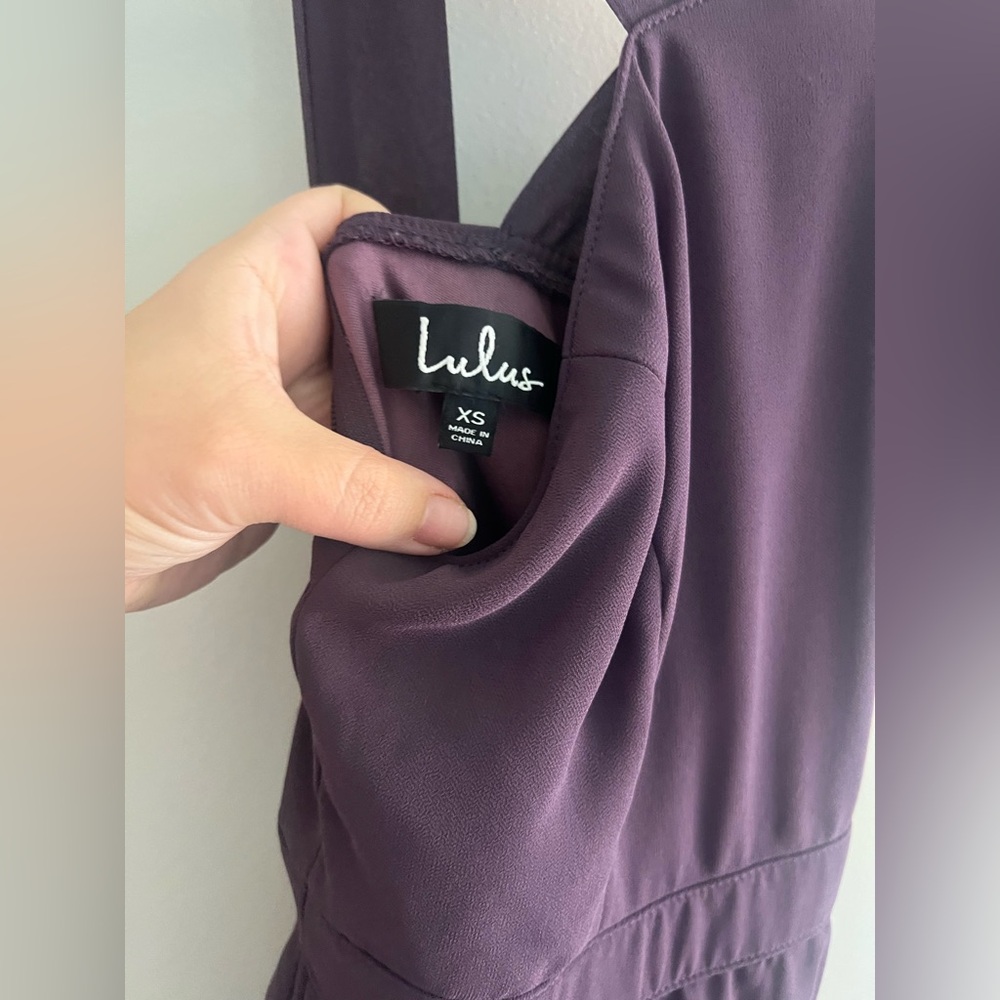 Lulus XS Plum Purple Cross-Back Skater Dress Fit & Flare Cocktail Party Wedding - Picture 5 of 6